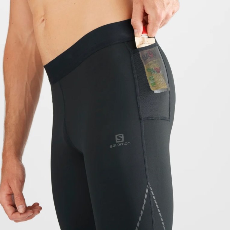 Black Salomon Cross Men's Running Tights | IE BX5290